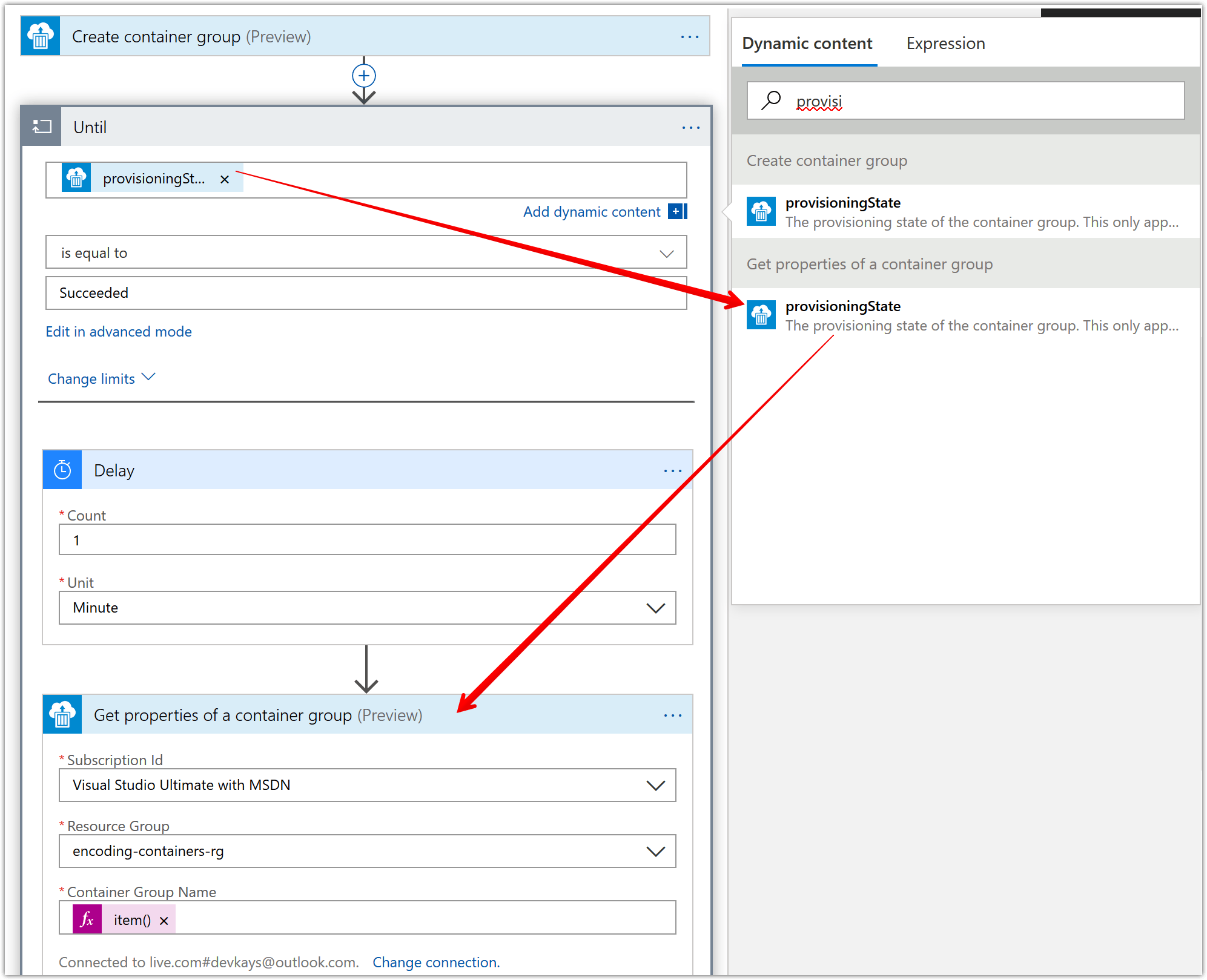 azure-av1-encoder-for-each-until-delay-get-container-group